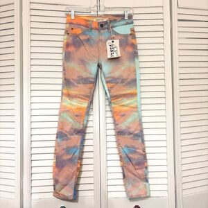Revolve NWT Pistola Colorful Pastel Tie-Dye Skinny Jeans Size 27
